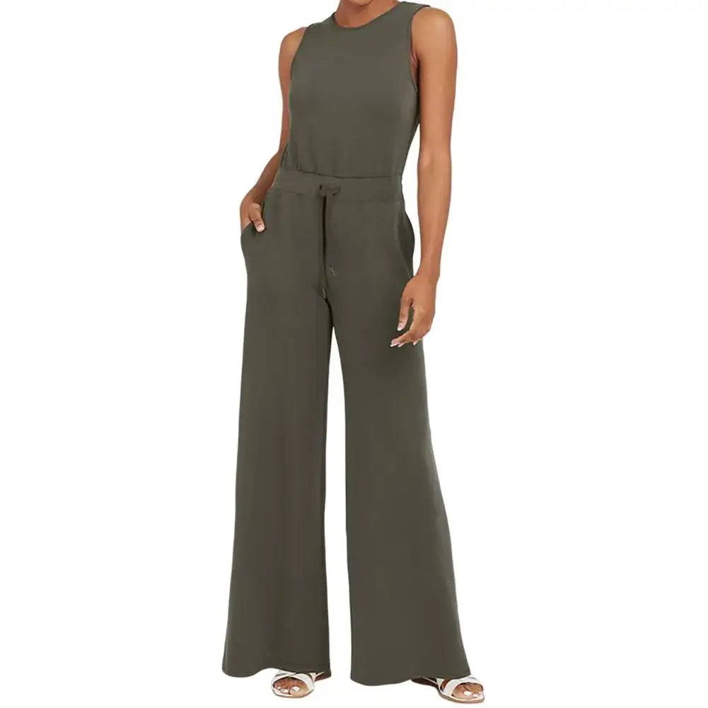 Women's Banquet Jumpsuit Sleeveless Wide Leg Jumpsuits Solid Cocktail Rompers Loose Casual Jumpsuit