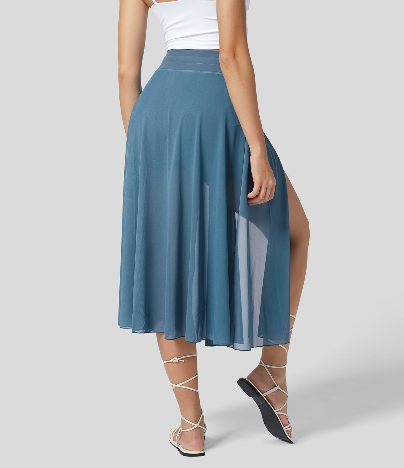 Shenia™ - High-waisted 2-in-1 Midi Flowy Skirt