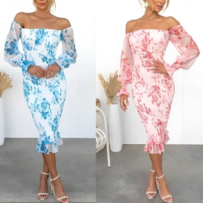 Joya™ | Off-Shoulder Gedessineerde Jurk