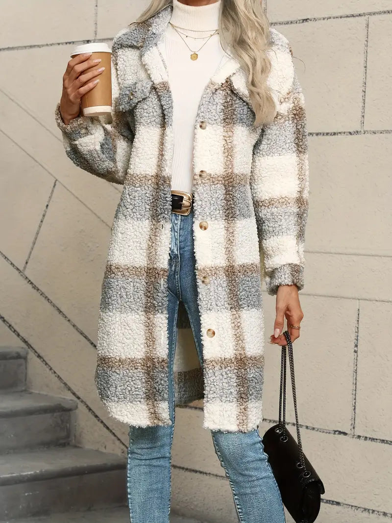 Isabelle™ | Bequemer karierter Teddymantel