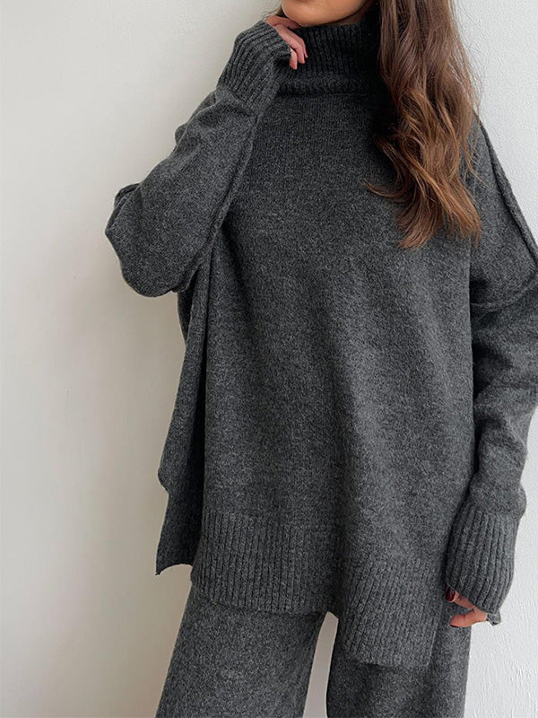 Sadie | Stilvolles Set aus übergroßem Rollkragenpullover und weiter Hose