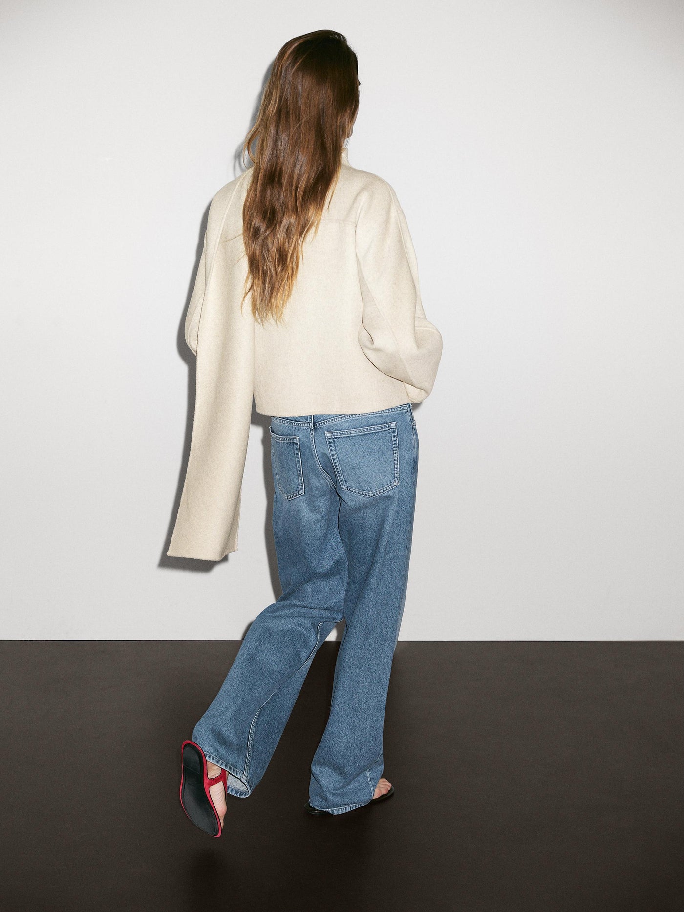 Aveline Asymmetrische Jas | Dames jas met wolmix & sjaaldetail