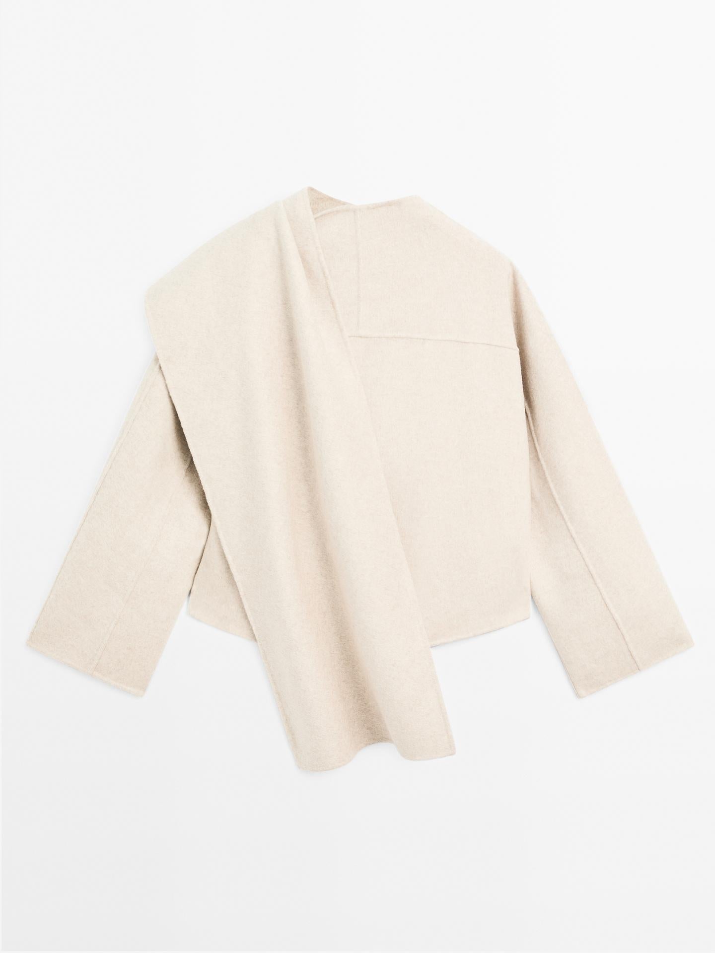 Aveline Asymmetrische Jas | Dames jas met wolmix & sjaaldetail