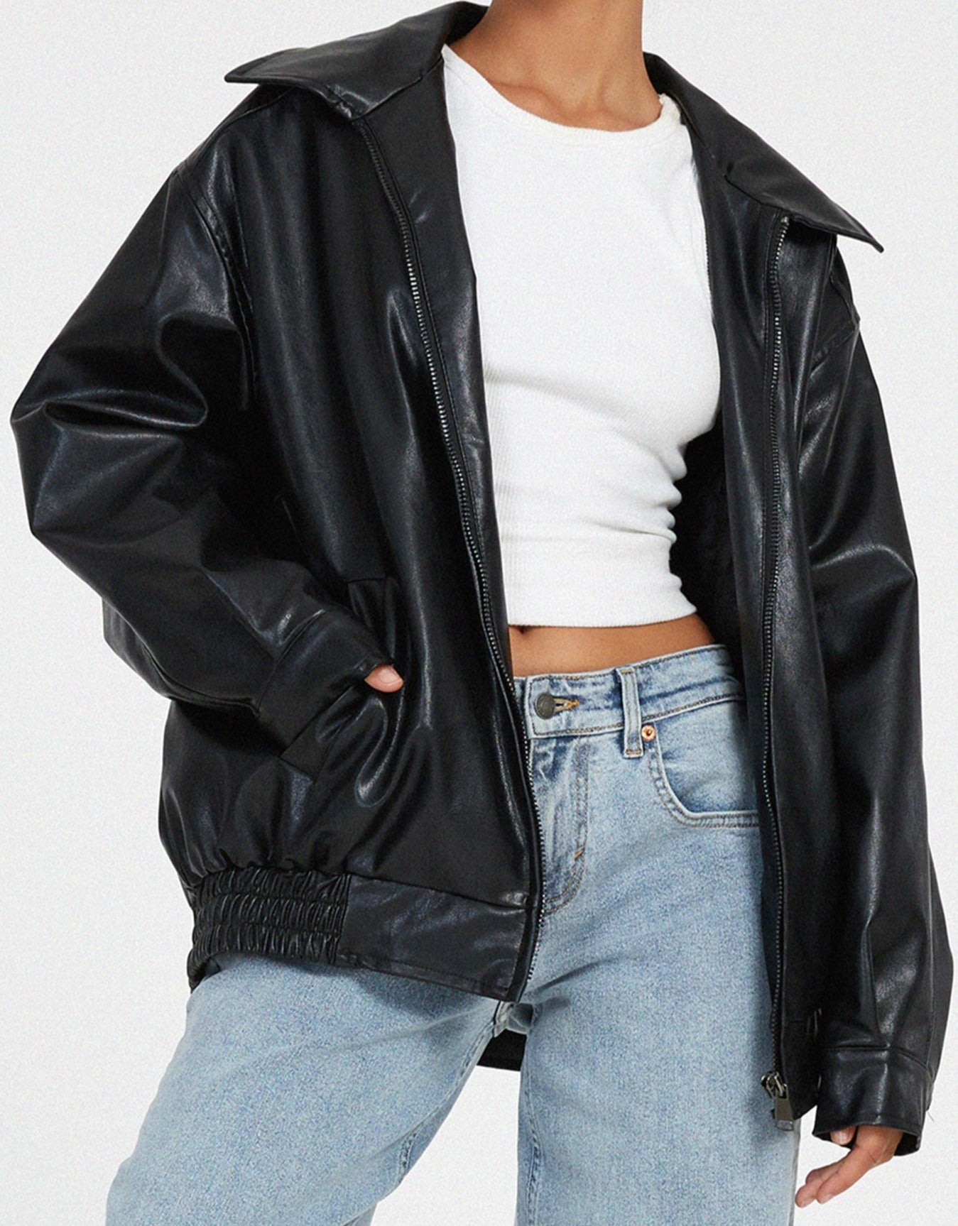 Oversized Loose Leather Jacket