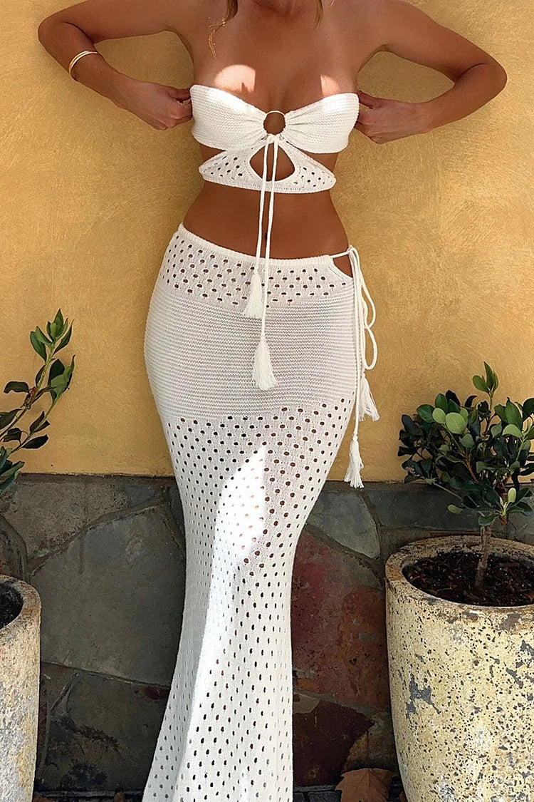 Aveline™ - Strapless  Crop Top Beach Set