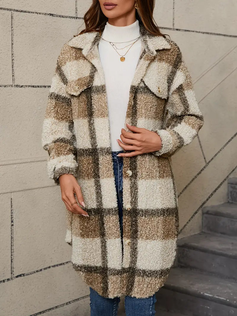 Isabelle™ | Bequemer karierter Teddymantel