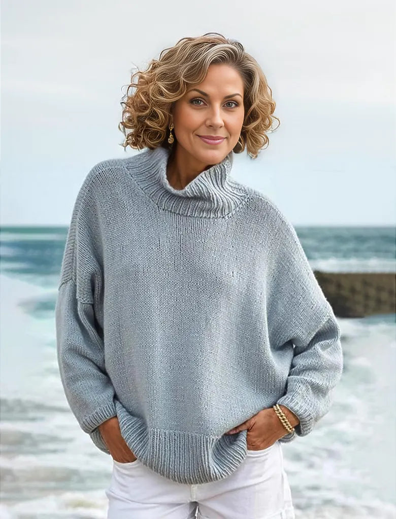 Cato - Striking Plain Sweater with High Neckline