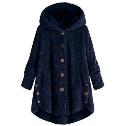 Dalveri - Stylish Teddy Coat Women - Long Fleece Coat with Hood and Buttons