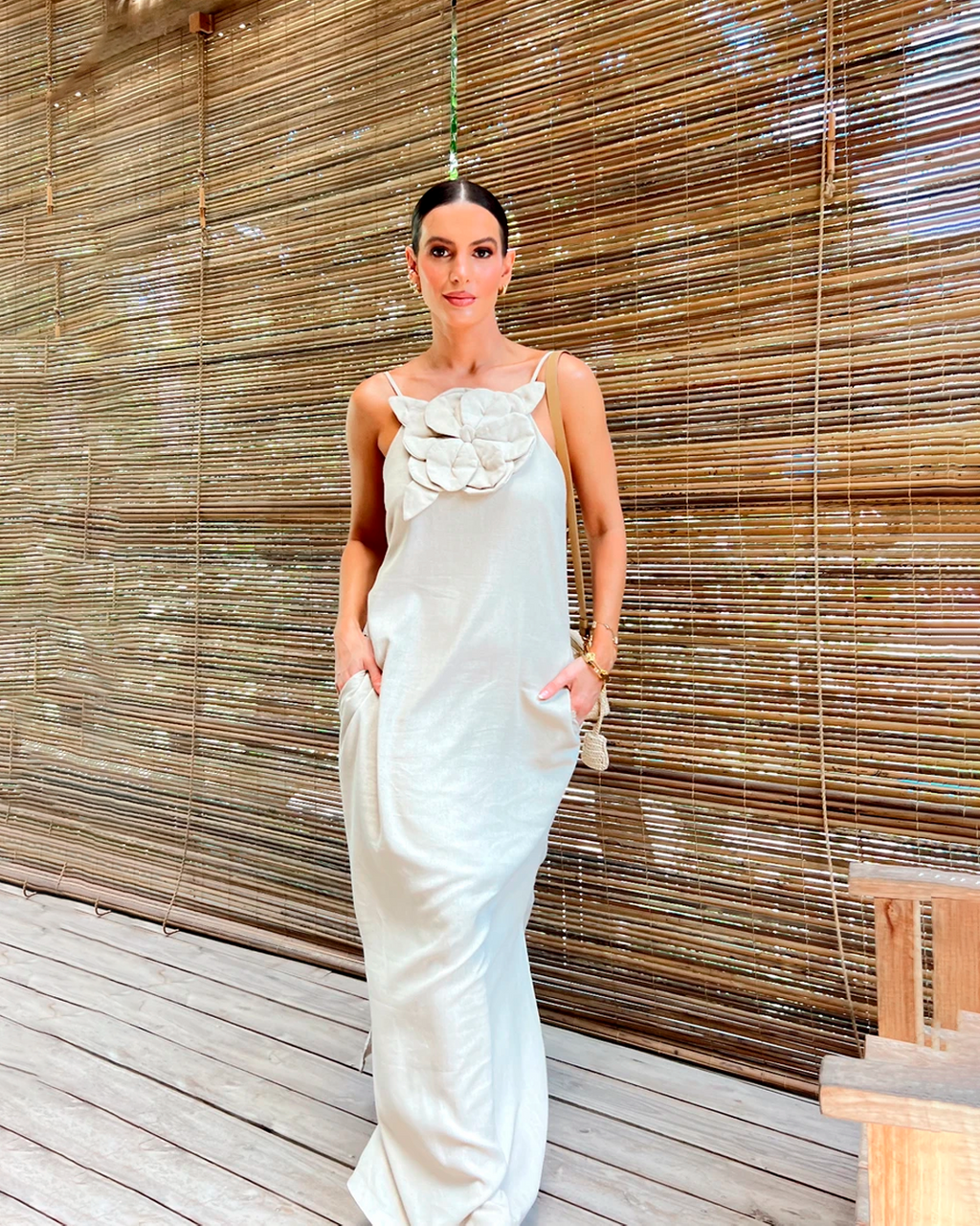 Solomania™ - Linen dress with Flowers 