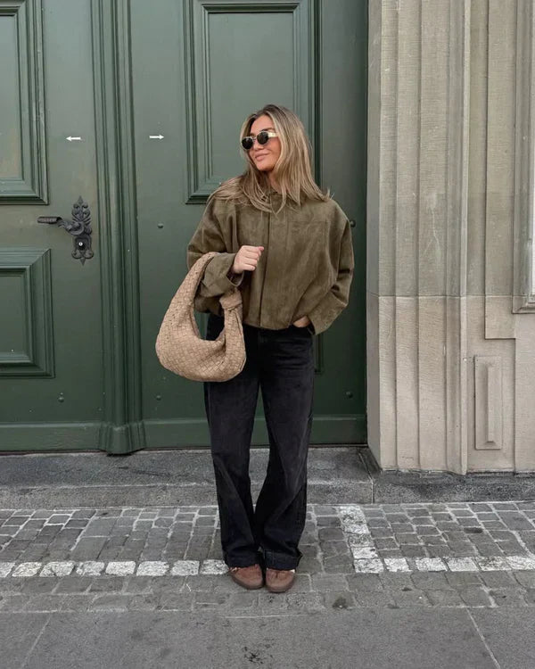 Avery | Elegante Wildleder-Bomberjacke