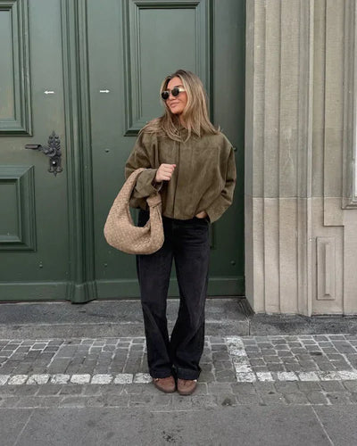 Avery | Elegante Wildleder-Bomberjacke