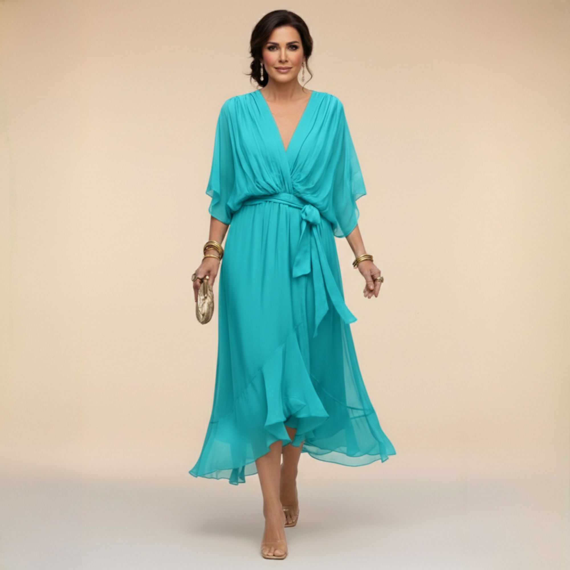 Lana | Flowing Midi Dress with V-Neck