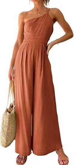 Luxury Wide-Leg Jumpsuit made of Cotton and Linen