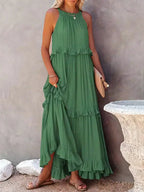 Zylaa - Zwierige maxi jurk met ruches details
