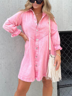 Ariel™ | Puff Sleeve Denim Dress