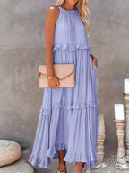 Zylaa - Zwierige maxi jurk met ruches details
