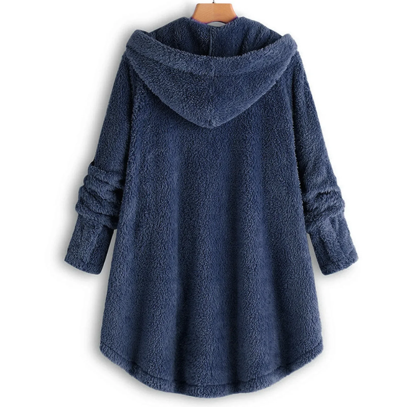 Dalveri - Stylish Teddy Coat Women - Long Fleece Coat with Hood and Buttons