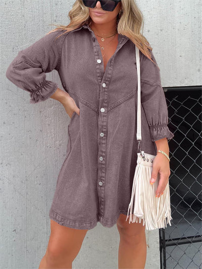 Ariel™ | Denim Jurk met Pofmouwen