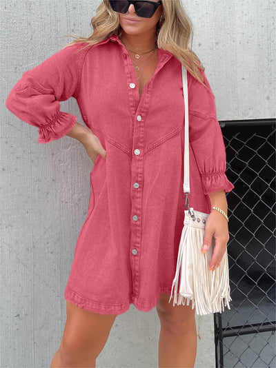 Ariel™ | Denim Jurk met Pofmouwen