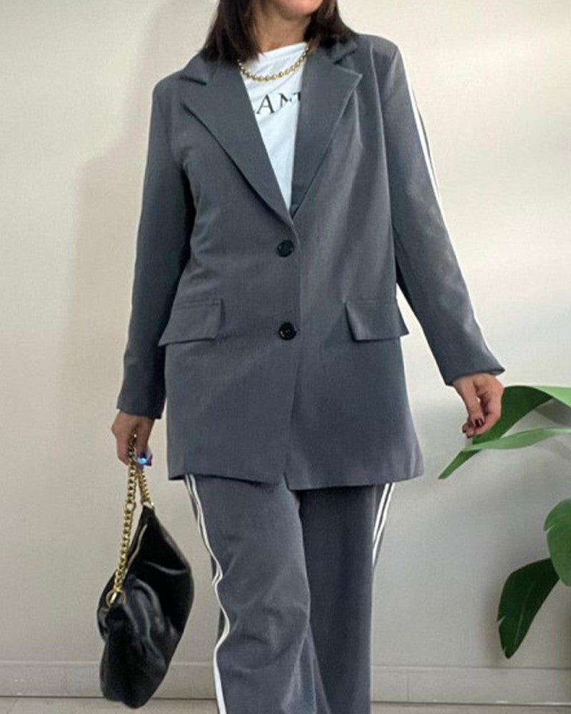 Mathilde | Urban Chic gestreifter Oversize-Blazer und Hose