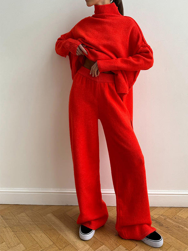 Sadie | Stylish oversized turtleneck and wide leg pants set