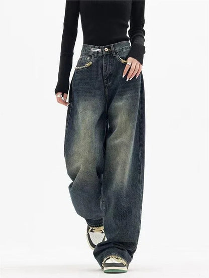 90s Vintage Washed Effect Baggy Boyfriend Jeans