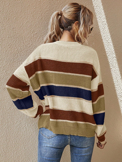Serenelle | Gestreepte Damestrui met Ronde Hals & Relaxed Fit