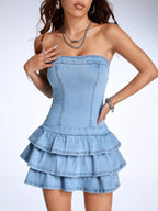 Daitiny™ - Stylish Denim Ruffle Dress