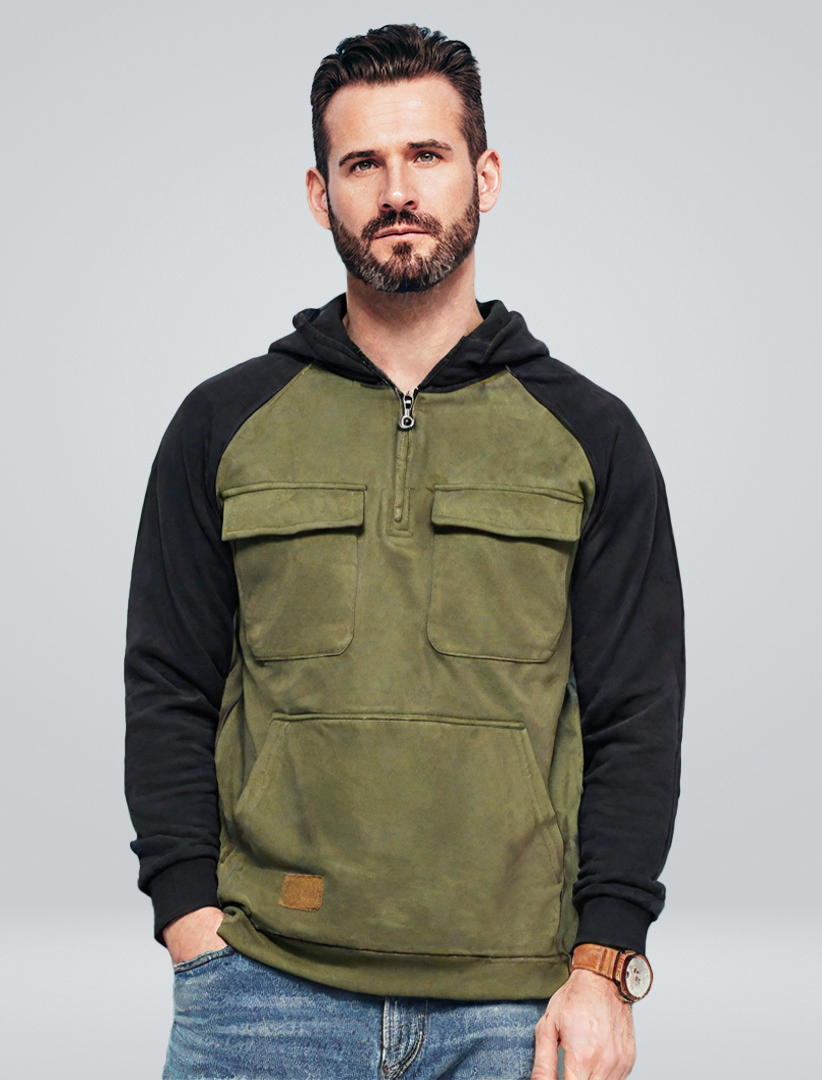 Max | Kapuzenjacke mit halbem Reißverschluss