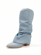 Solenne | Denim High Boots with Slouchy Fit
