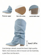 Solenne | Denim High Boots with Slouchy Fit