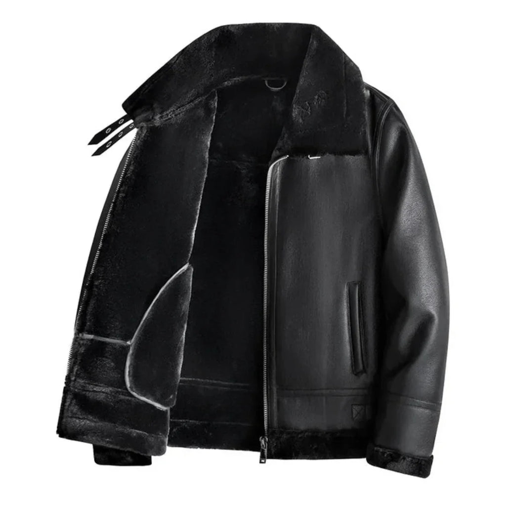 Alex - Leather Jacket with Sherpa Lining