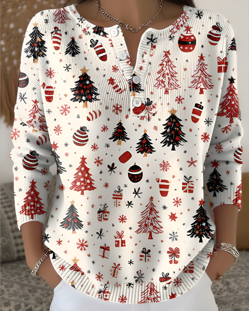Emy™ | Festliches Weihnachts-Print-Top