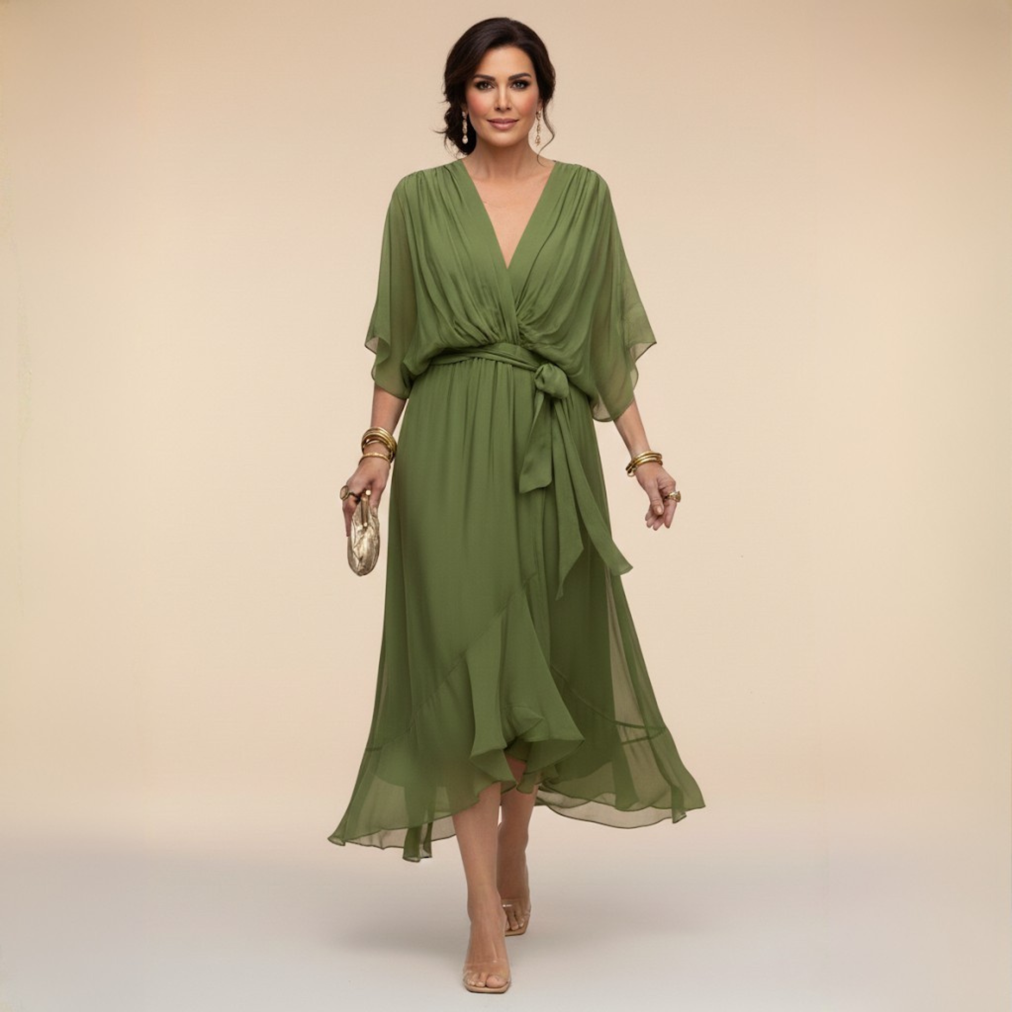Lana | Flowing Midi Dress with V-Neck