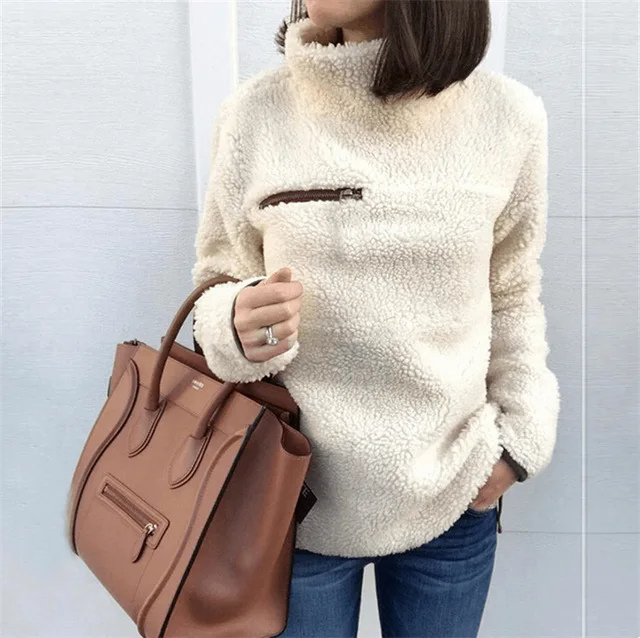 Noemi - Warm Fleece Sweater with Fur