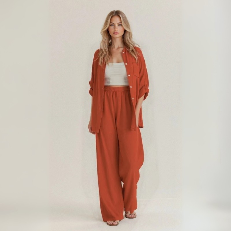 Alba | Casual two-piece set in handmade linen 