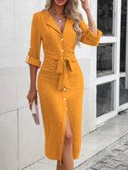 Dena | Kleid mit V-Ausschnitt und Schlitz