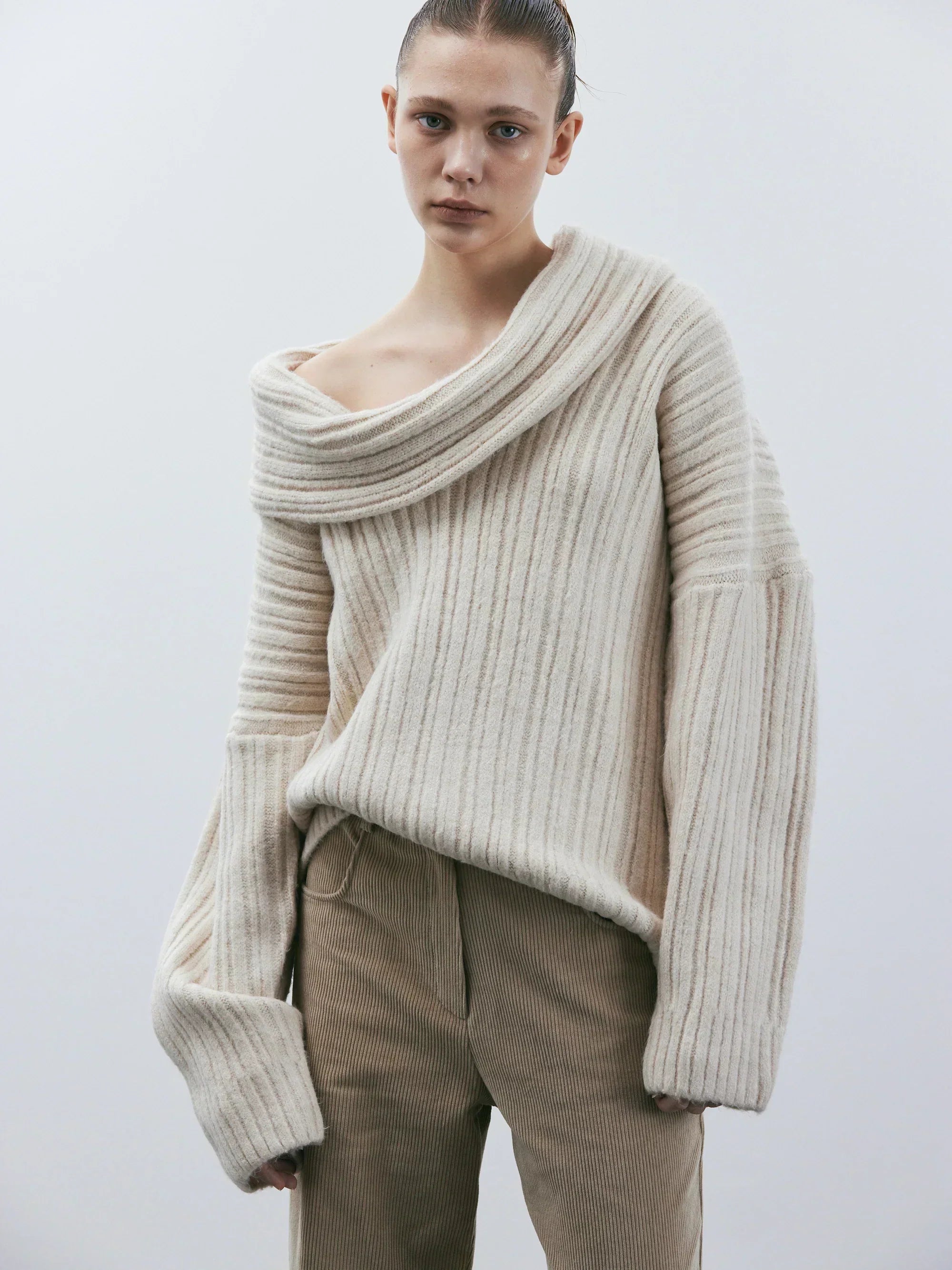 Oversized Wollpullover | Atmungsaktiver, wärmender Damenstrickpullover