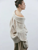 Oversized Wollpullover | Atmungsaktiver, wärmender Damenstrickpullover