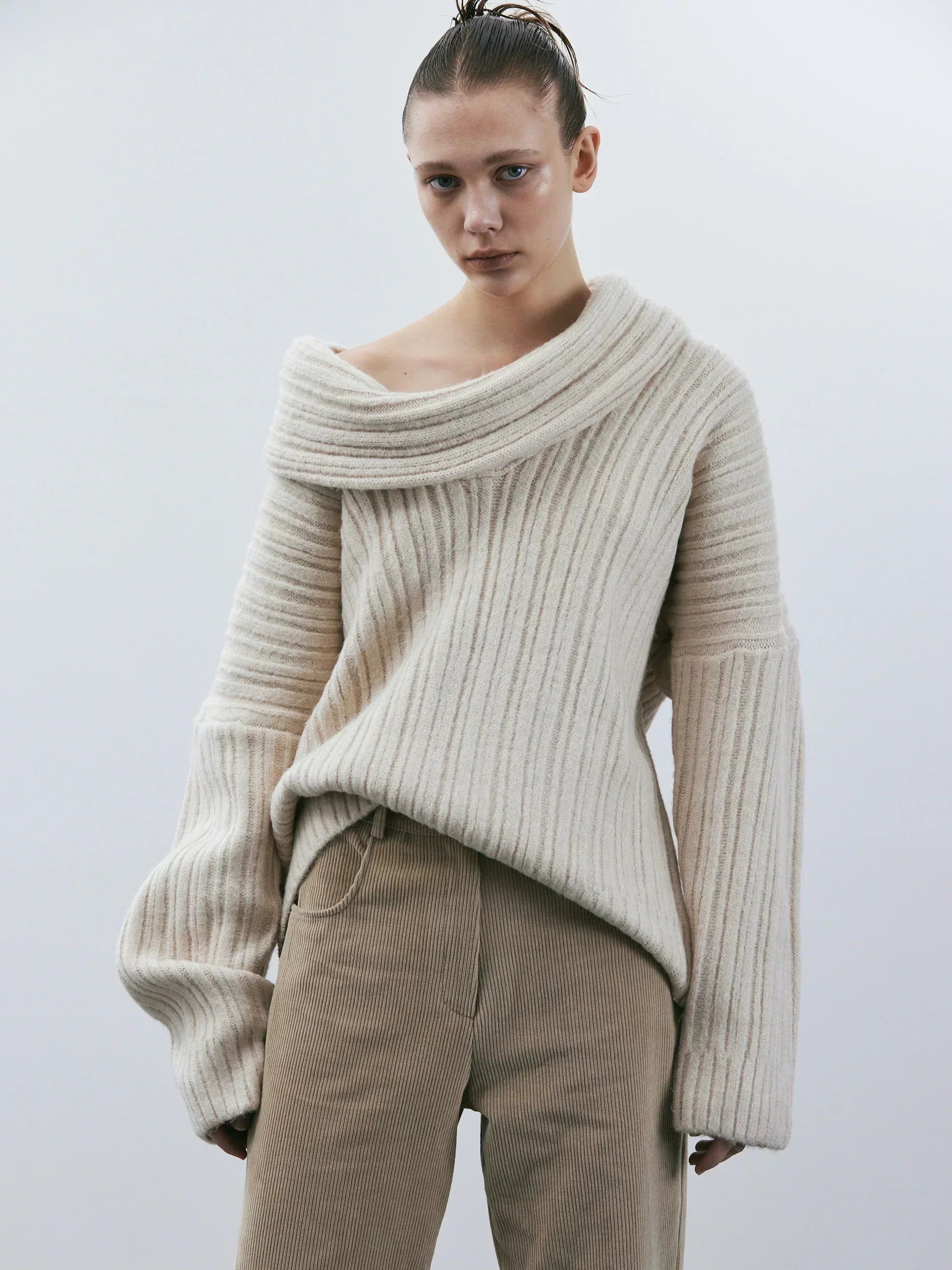Oversized Wollpullover | Atmungsaktiver, wärmender Damenstrickpullover
