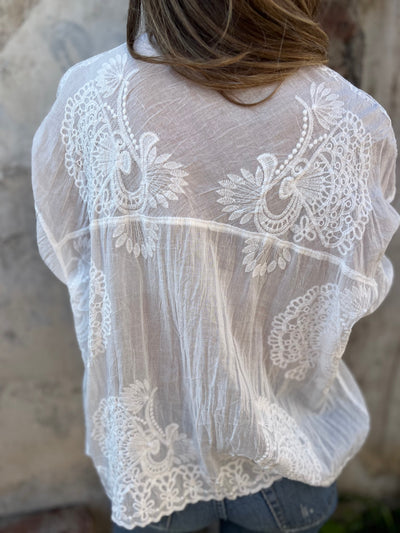 Audette™ - Elegante Geborduurde Kanten Blouse