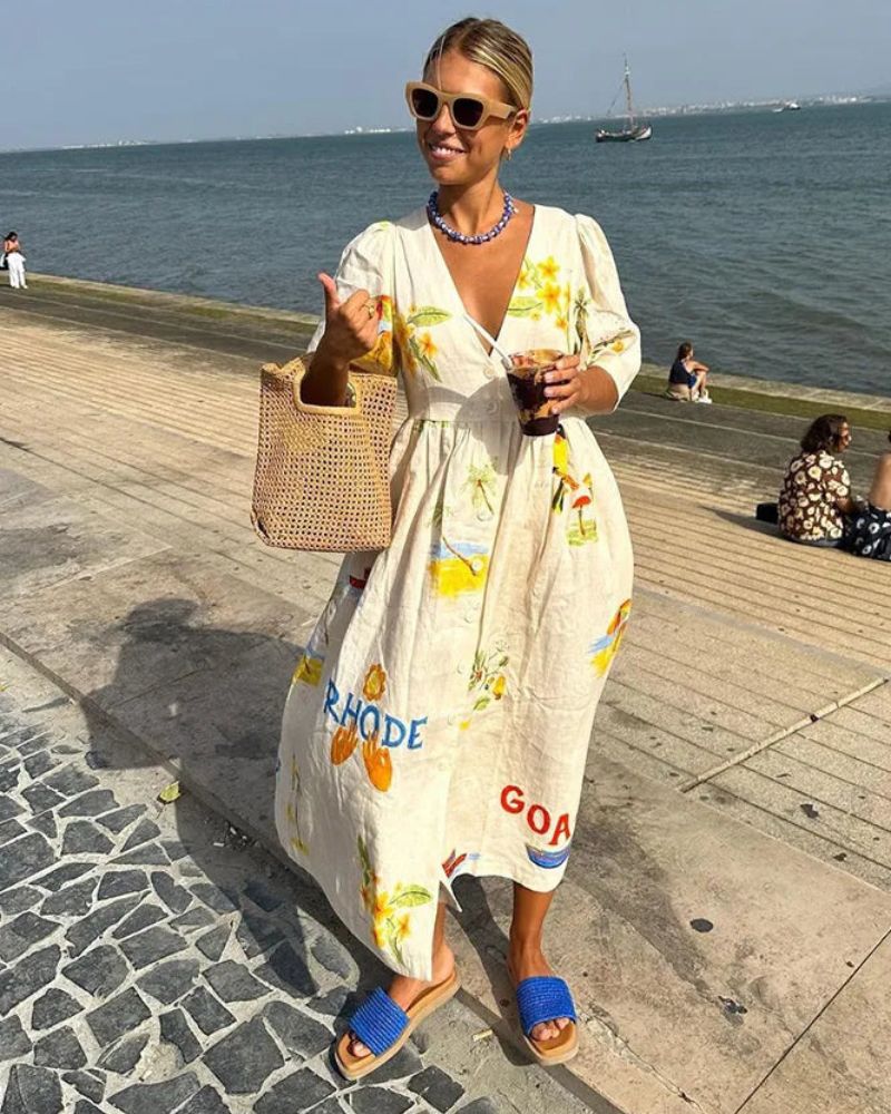 SOLÈNE | Printed linen dress