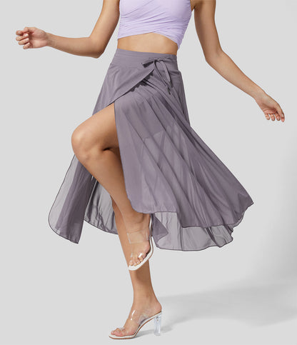 Shenia™ - High-waisted 2-in-1 Midi Flowy Skirt