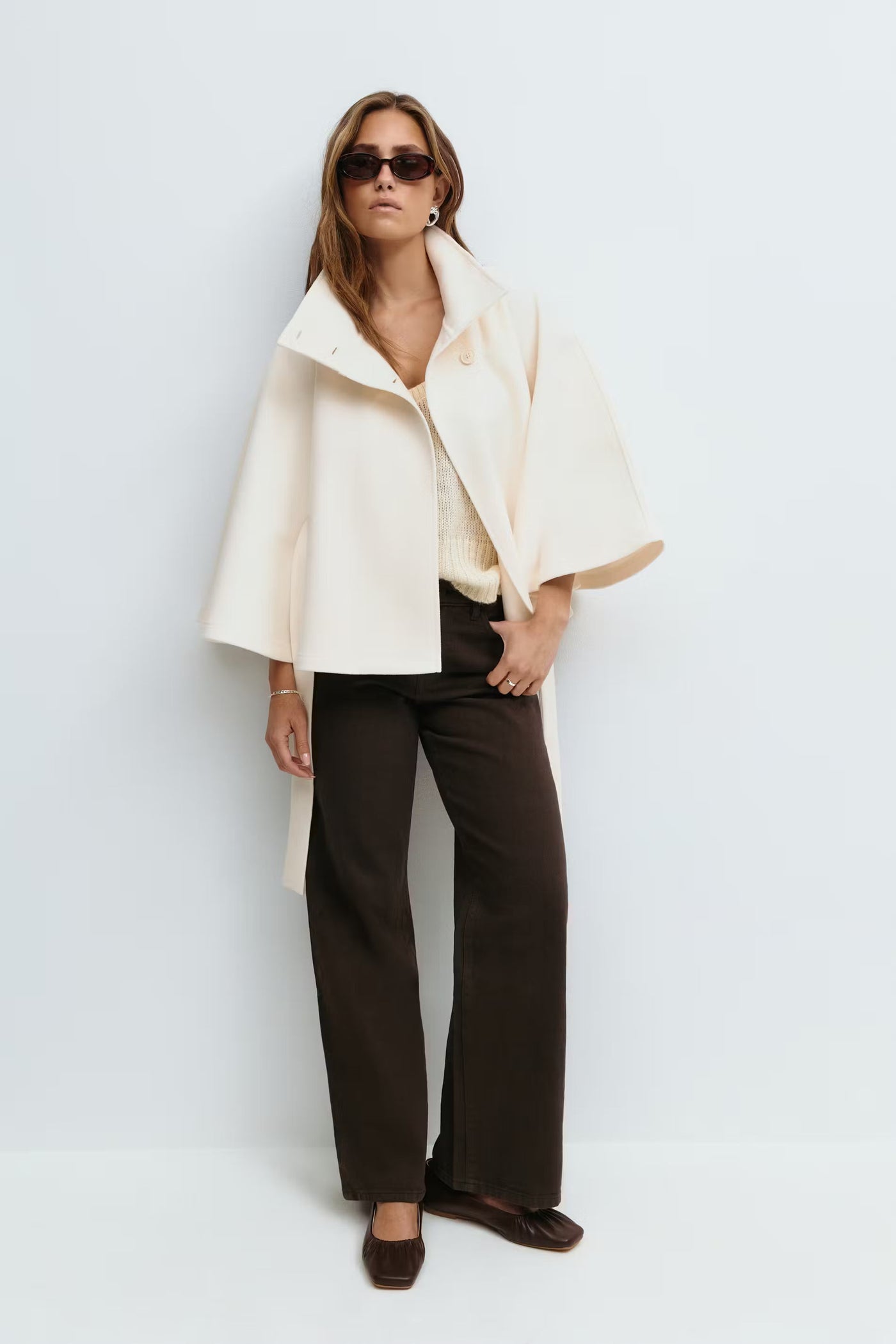 Aurora™ | Elegantes Cape aus Wollmischung mit Gürtel