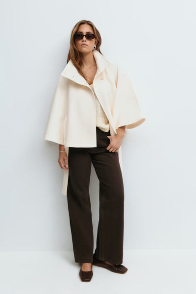 Aurora™ | Elegantes Cape aus Wollmischung mit Gürtel