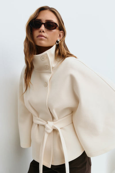 Aurora™ | Elegantes Cape aus Wollmischung mit Gürtel