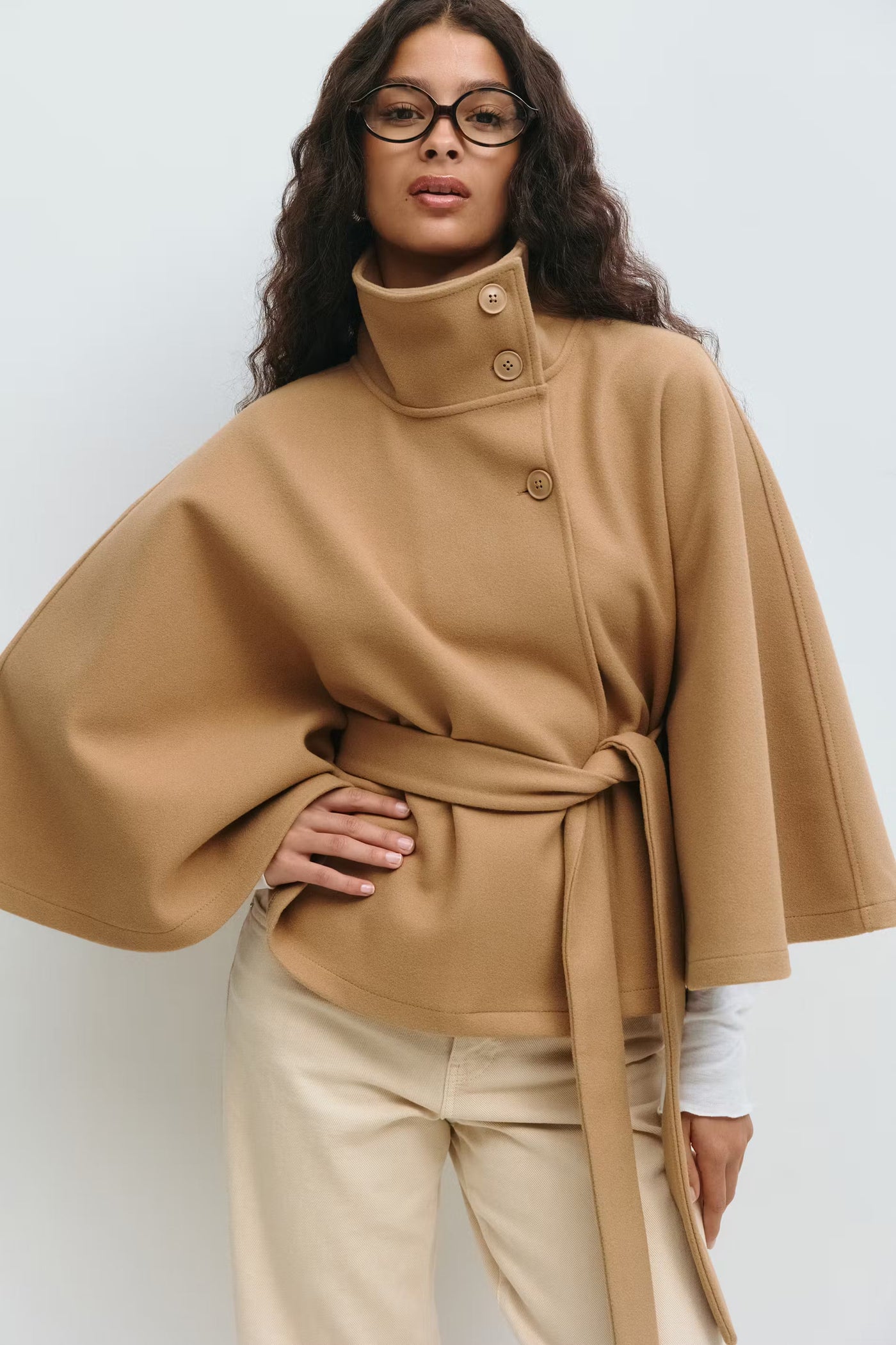 Aurora™ | Elegantes Cape aus Wollmischung mit Gürtel
