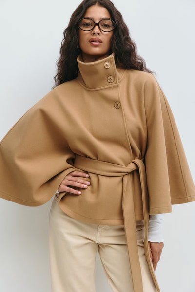Aurora™ | Elegantes Cape aus Wollmischung mit Gürtel