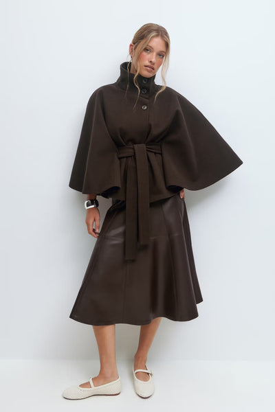 Aurora™ | Elegantes Cape aus Wollmischung mit Gürtel
