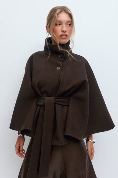 Aurora™ | Elegantes Cape aus Wollmischung mit Gürtel